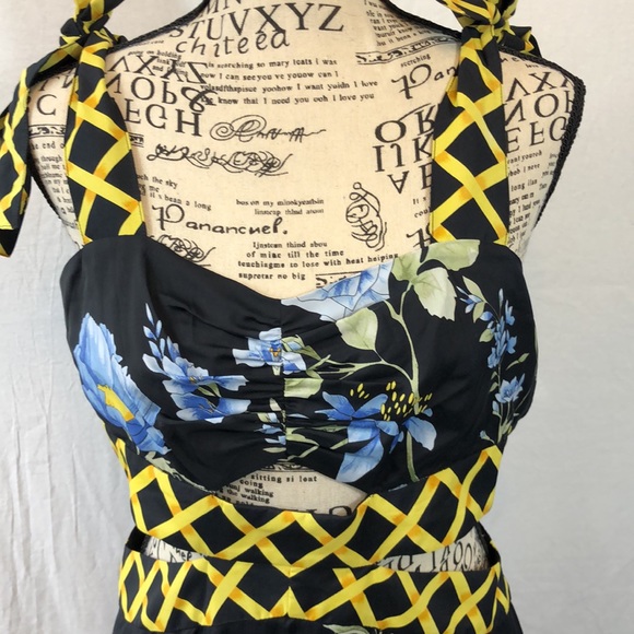 Alice McCall Cut Out Midriff MIDI Dress  Dark Floral Dress size US 8 EU 40 NWT - Picture 4 of 11